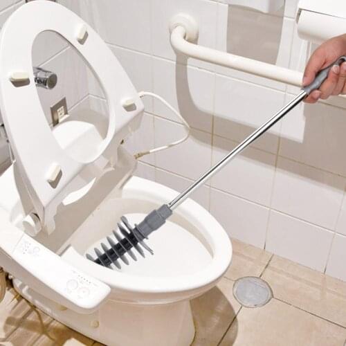 Long Handle Toilet Plunger Bathroom Blockage Unblocker Flexible Head Clog Remover Dredge Tool