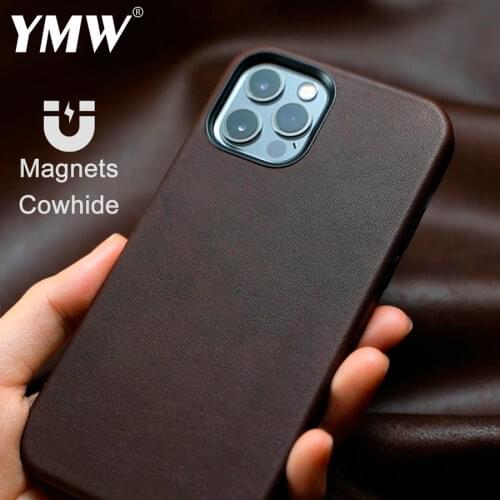 Retro Magnet Genuine Leather Case for iPhone 12 Pro Max 12Pro mini Magnetic Fashion Business Natural Cowhide Phone Case Cover
