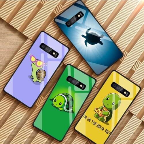 Cute little turtle Tempered Glass Phone Case For Samsung Galaxy S8 S9 S10 S20 PLUS J8 J6 J4 2018 NOTE 8 9 10 Cover Shell
