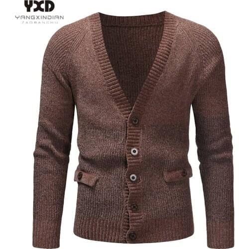 Men Clothes Fashion Autumn Slim Fit Knitted Cardigan Man Coat Mens Sweaters Mans Sweater Spliced Mens Clothing Male Knitwear