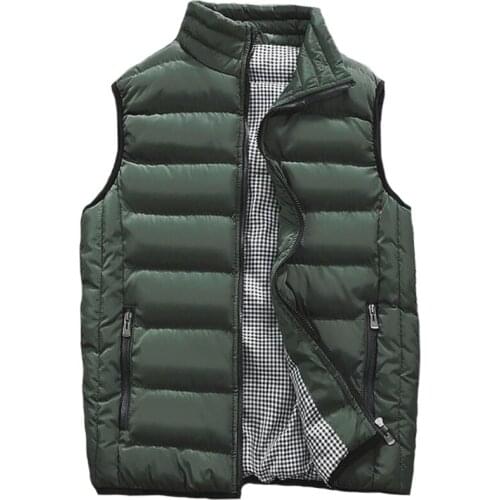 New Sleeveless Jacket Mens Fashion Warm Autumn Winter Casual Waistcoat Down Cotton Vests Plus Size 5XL Men Clothing Veste Homme