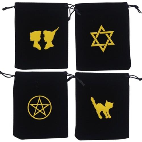 Oracle Card Storage Bag Drawstring Jewelry Pouch Soft Flannel Playing Cards Dice Bag Witch Divination Accessories G99D