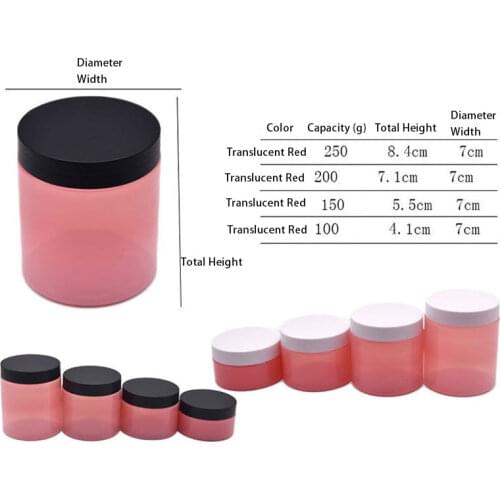 100-250g Pink Frosted Glass Cream Jar , Empty Cosmetic Container , Eye Cream / Mask Packaging Cans