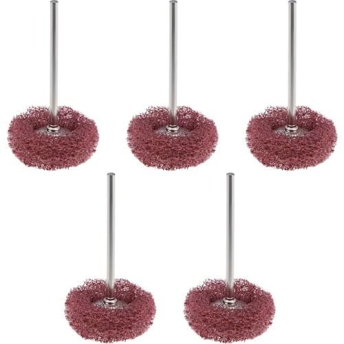 Uxcell Mini Abrasive Wheel Nylon Buffing Polishing Wheels 25X7mm with 2.35mm Arbor for Jewelry Metal Rotary Tool Red 5Pcs