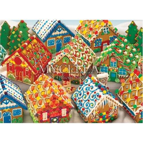 Full 5D DIY Diamond Painting Gingerbread Houses Crystal Embroidery Cross Stitch Needlework Diamond Mosaic Needlework Decor Gift