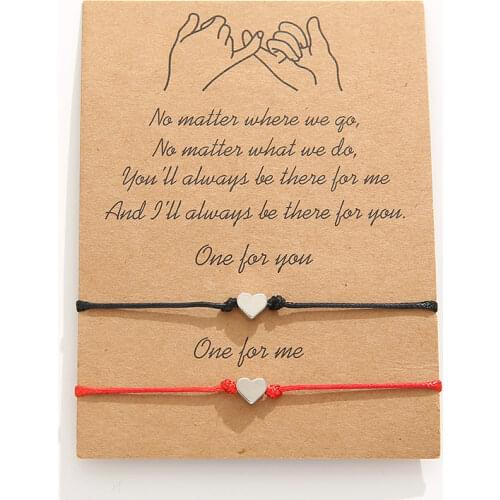 Adjustable Rope Charm Star/Heart Bracelet Set for Women Men Red Kinds String His &Her BFF Matching Paired Bracelets Couple