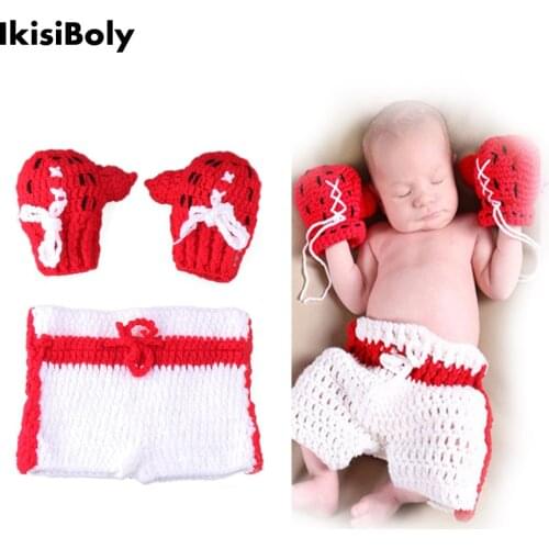 Newborn Photography Props for Boy Baby Photo Shoot Outfits Boxing Custume Accessories Bebe 0-3M Handmade New Costume