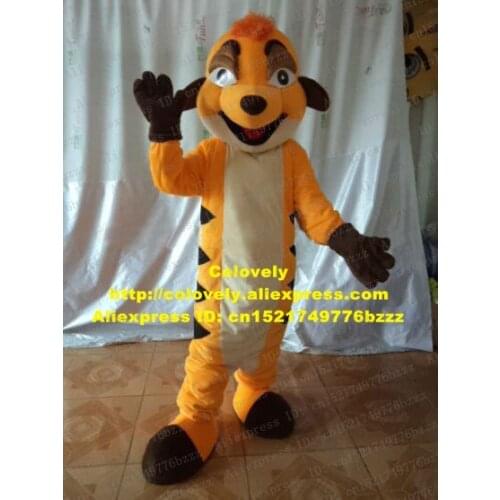 Happy Orange Timon The Lion King Meerkat Suricate Muir Kat Mascot Costume Adult Size Black Droopine Ears Short Hairs No.6835 FS