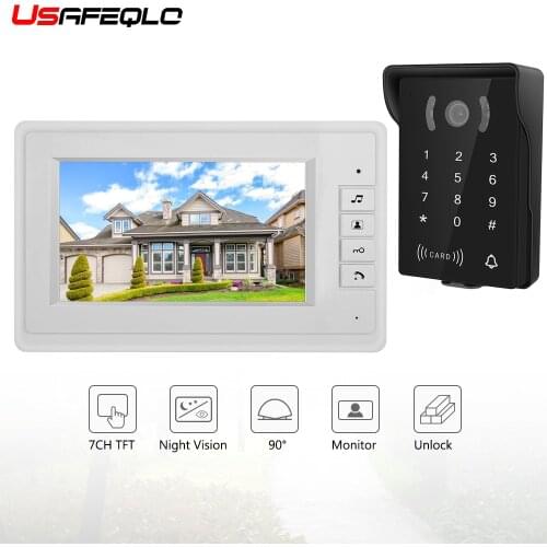 USAFEQLO Security 7" Color Monitor Security Doorbell Home Families Door Access Control Video Intercom Interphone Door Phone Kits