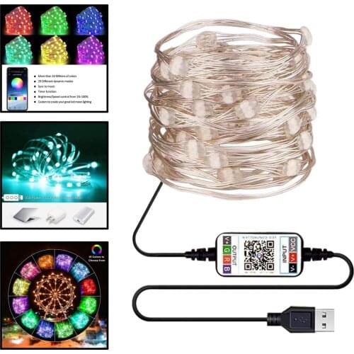 10/20M USB 100/200LED Waterproof Wire String Fairy Light Strip Lamp Xmas Party