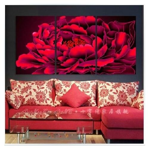 Embroidery Package Free Shipping Cross Stitch Best Quality---Luxurious Grand Triple Wealthy Red Peony Flower Top grade