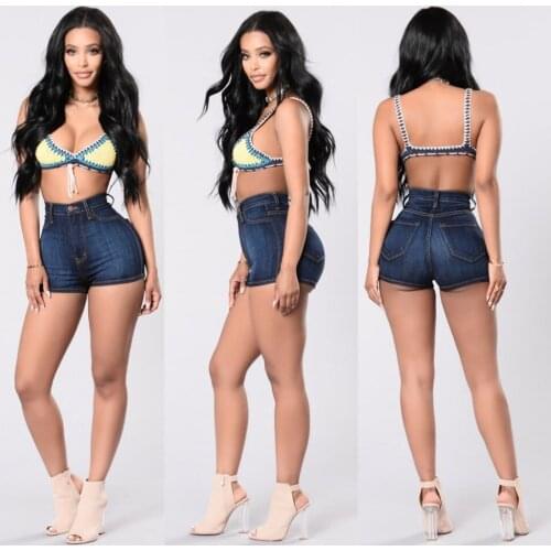 QA851 Women pockets high waist shorts denim cotton hot selling female sexy skinny super cool summer push up jeans