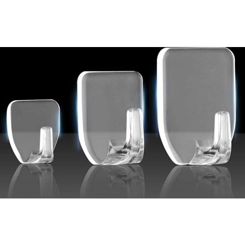 1 Set Adhesive Hooks S/ M/ L Clear Heavy Duty Wall Hooks for Kitchen Bathroom Door, Hanging Hat, Towel, Keys (2/3/4 PCS)