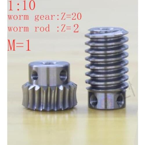1M-20Teeths ratio:1:10 Electric Motors steel Worm Gear Rod Set worm gear hole 8mm, rod hole 8mm