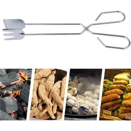 1pcs Food Tong Stainless Steel Outdoor BBQ Barbecue Grilling Tongs Bread Meat Vegetable Clamp Kitchen Serving Tongs
