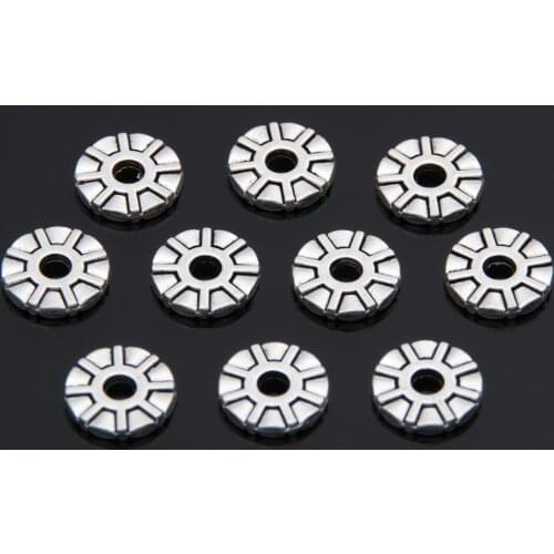 100pcs Silver Color Double Sided Beads Charms Round Beads Pendant Jewelry Making DIY Handmade Accessories Wholesale A3472