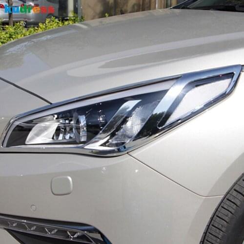 For Hyundai Sonata 2015 2016 ABS Chrome Front Headlight Lamp Cover Trim Head Lamp Garnish Moulding Decoration Car Accessories