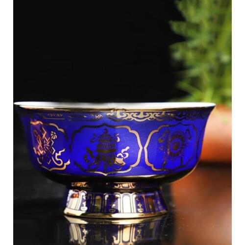 4.5 inch Chinese Ceramic Bowl Kitchen Utensils Porcelain Rice Bowls Noodles Ramen Bowl Blue Household Tableware Breakfast Bowls