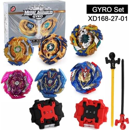 6Pcs Gyro Set Beybleyd Burst with 2 Sets Ruler Launcher Metal Fusion Alloy Gyroscope Toys for Children