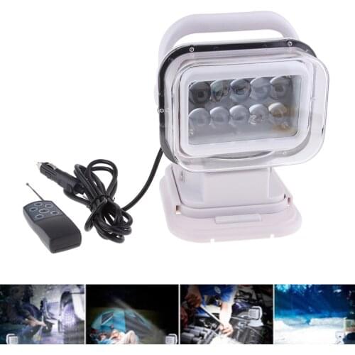 Wireless Remote Control LED Spotlight Search Light White Shell 12/24V 7500K