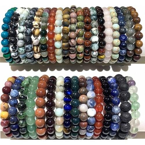 Green Jade Beads Fashion Chakra Beaded Bracelet Natural Stone Healing Energy Gemstone Bracelet for Women Men Yoga DIY Jewelry