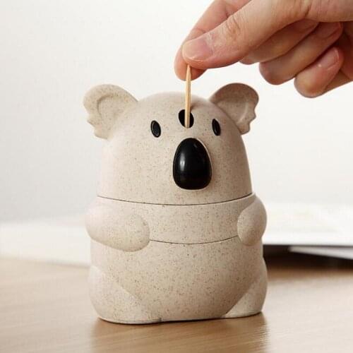 European creative wheat straw automatic toothpick box cartoon toothpick tube