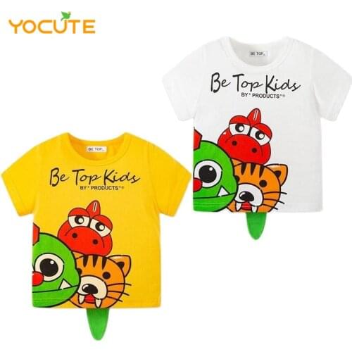 Boys T-shirts Kids Clothes Summer 2021 New Tops Childrens Clothing Cartoon Dinosaur Short Sleeve Thin Cotton T-shirt Teen Boy