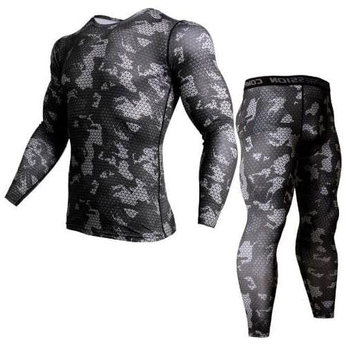Camouflage 3D T-Shirt Compression Set Men Run jogging Suits Fitness Sports Sets Long Sleeve Shirt And Pants Gym Workout Tights