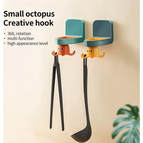 Hooks Cartoon Octopus Shelf 360 Degrees Six-jaw Oversized Weighing Hanger Kitchen Bathroom Hanging Rack Home Storage Wall Hooks