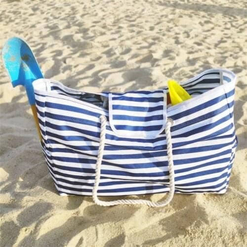 Summer Hot Seller High-volume Beach Bag With Blue And White Stripes New Casual Print Shoulder Bags