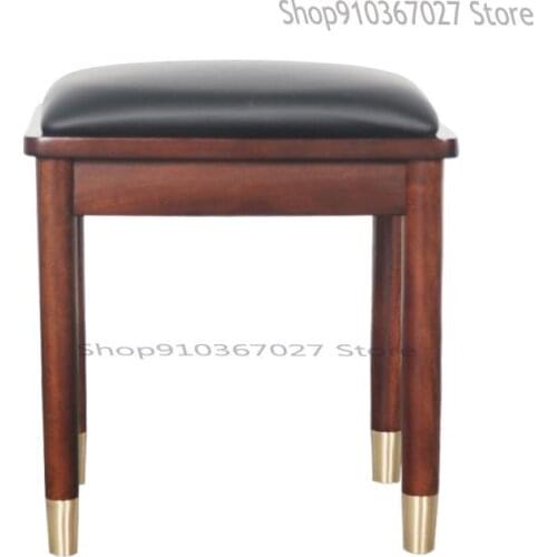 Solid Wood Dressing Stool Nordic Minimalist Soft Package Dining Table Stool White Oak Bedroom Makeup Stool Small Bench