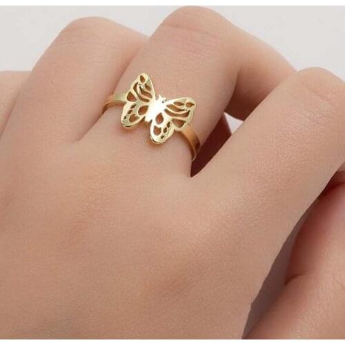 Gothpunk New Design Fashion Jewelry Opening High-grade Stainless Steel Butterfly Ring Girl Woman Ring Wedding Halloween кольца