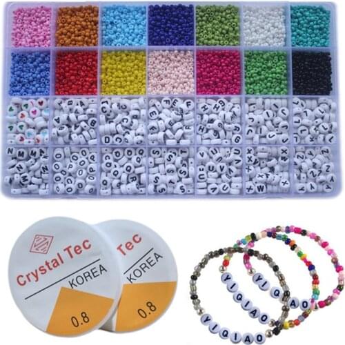 5000pcs Beads Bracelet Making Kit 3mm Glass Seed Beads Friendship Bracelets Alphabet Letter Beads For Name Bracelets Jewelry