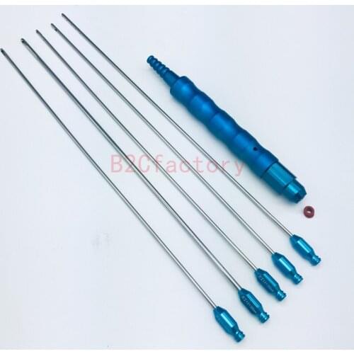 Titanium Handle Liposuction handpiece with 5pcs Liposuction Cannulas Needle Luer Lock Face Lift Tools
