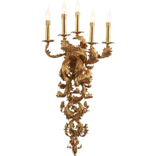 French Style Copper Wall Lamp European Luxury Retro Living Room Palace Villa Hotel Lights