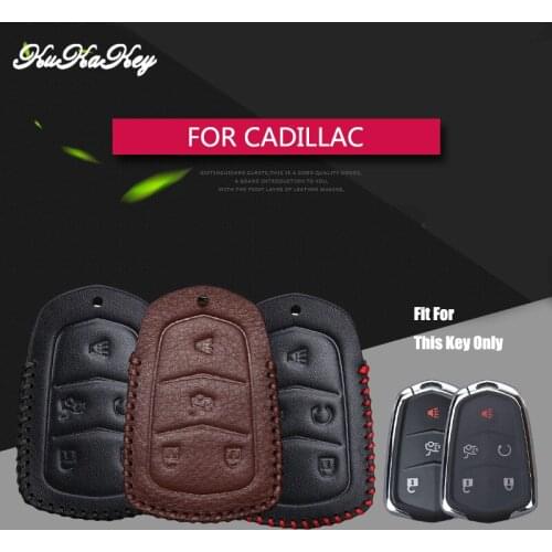 2017 New Genuine Leather Car Remote Key Case Cover For Cadillac Escalade ATS CTS XTS SRX XT5 BLS 4&5 Buttons Key Chain Shell