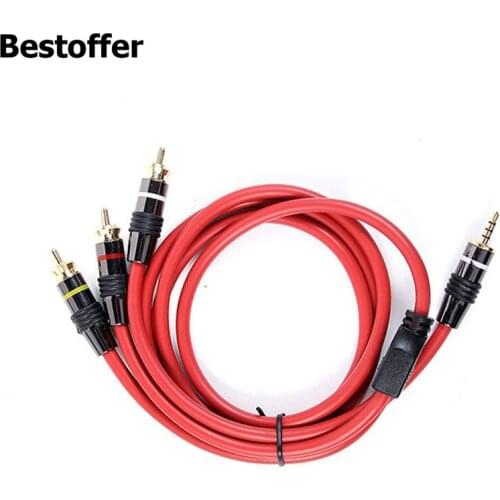 Wholesale 100 Pcs/pack 3.5mm AV Male to 3RCA Audio Video Convertor Cable Stereo Jack Adapter Cord