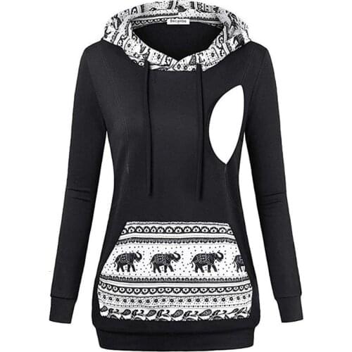 Autumn Winter Warm Nursing Maternity Hoodies For Pregnant Women Breastfeeding Pregnancy Hooded Top Maternity Lactation Sweater