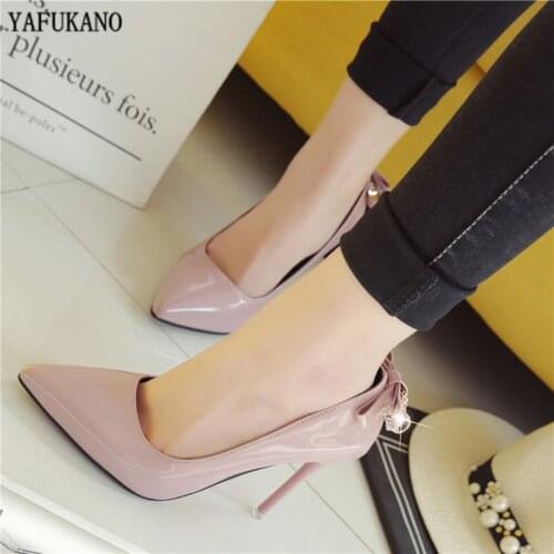 Sexy Butterfly-Knot Rhinestone Single Shoes Fashion Pointed High Heels Korean Thin Heel Womens Shoes Elegant Dress Party Pumps