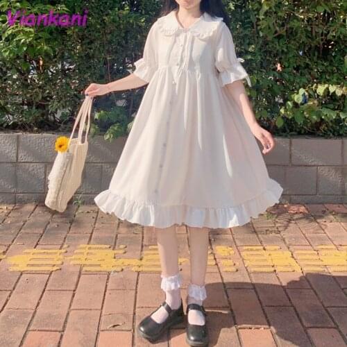 Japanese Sweet Cute Doll Collar Lolita Dress Summer New Gothic Victorian White Angel Kawaii Lolita Daily Dresses Party Costumes