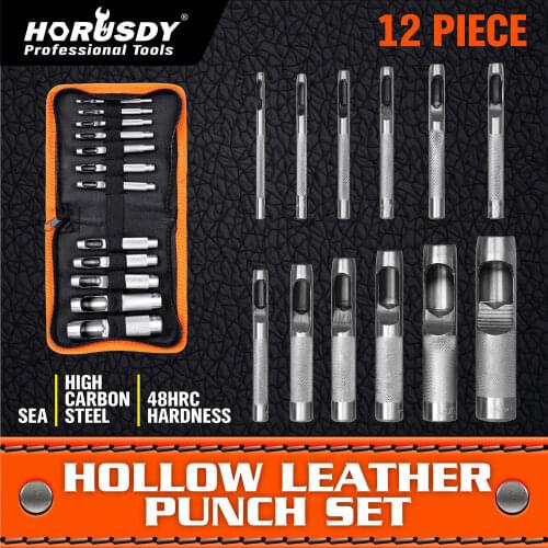 12Pcs Hollow Metal Leather Punch Set Drill Set 1/8"-3/4" Inch Vinyl Gasket With Case High Quality Drills