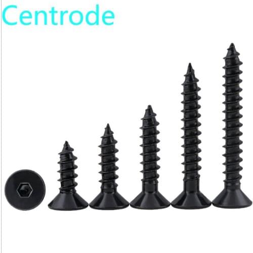 Black 8.8 Flat Head Hex Socket Tapping Screw KA Nail Hexagon Socket Countersunk Head Cap Self Tapping Screw M3M4M5M6 10Pcs