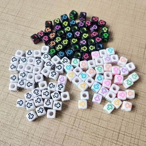 Square Cube Cross Beads 6*6MM 2500PCs Big Hole Plastic Acrylic Colorful Jewelry Beads 500PCS DIY Finding Loose Bracelet Spacer