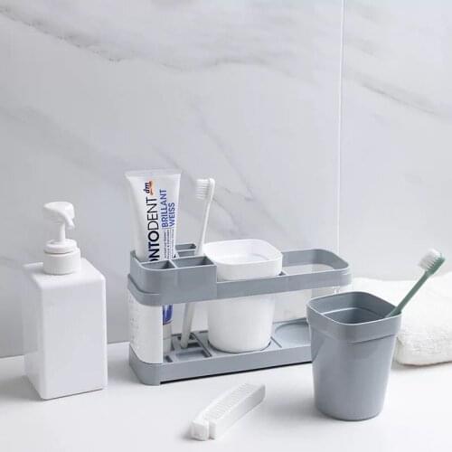 Home Simple Toothbrush Holder Toothpaste Storage Rack Bathroom Organizer Accessories Tools Set