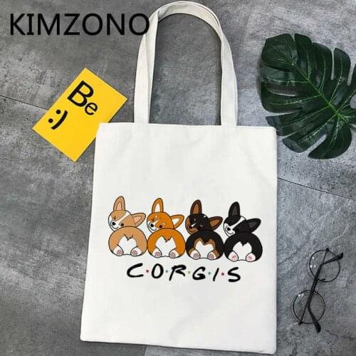 Corgi shopping bag tote cotton jute bag eco grocery recycle bag bag fabric bolsas ecologicas sacola foldable sacolas