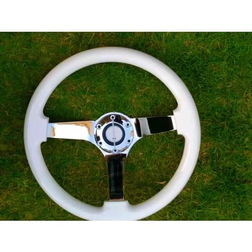 14'' 350mm universal vintage classic white wood auto racing car bus steering wheel with horn button, handmade