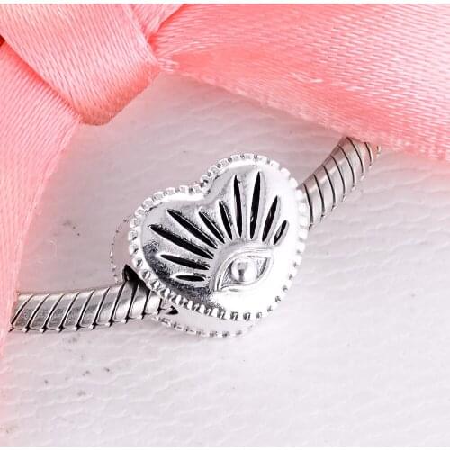 All Seeing Eye Heart Charm 925 Sterling Silver Beads for Jewelry Making fit Charms Bracelet DIY free shipping 021295