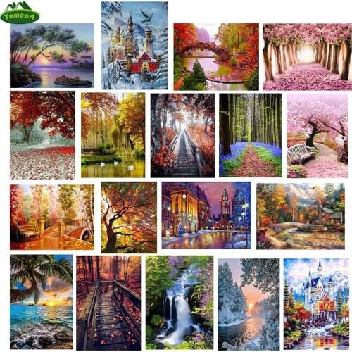 YUMEART The lakeside sunset 5D diamond embroidery diamond painting cross stitch crafts needlework diamond mosaic wall sticker