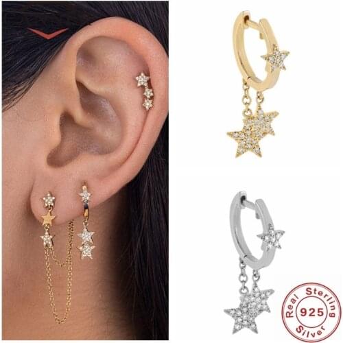 CANNER Fashion Luxury Real 925 Sterling Silver Hoop Earrings For Women Crystal Zircon Earings Jewelry pendientes Minimalist Gift