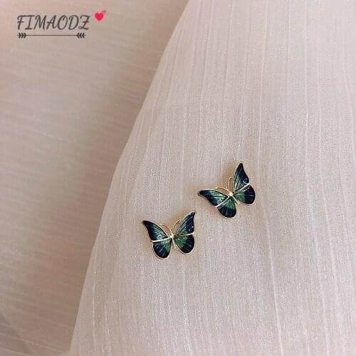 FIMAODZ Vintage Tiny Butterfly Stud Earrings For Women Girls Cute Korean White Insect Fashion Earings Jewelry Daughter Gift 2020